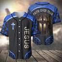 Blue Baseball Jersey Faith Over Fear Christian Faith Gift For Believers Blue Baseball Jersey Faith Over Fear Christian Faith Gift For Believers