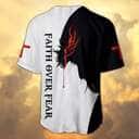 Christian Baseball Jersey Faith Over Fear Religious Gift For Christians