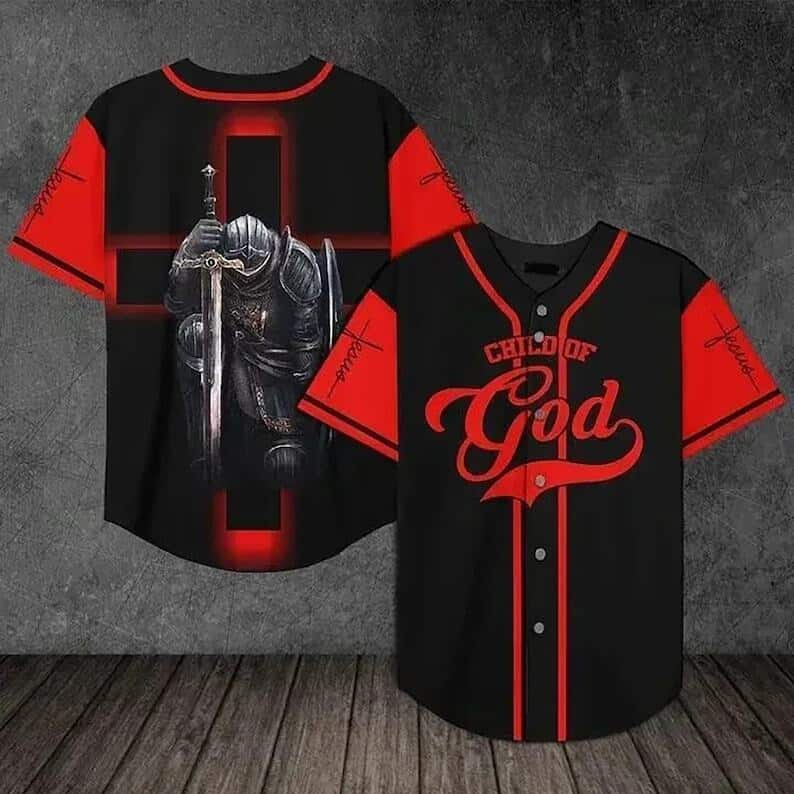 Christian Baseball Jersey Child Of God Christian Knight Religious Gift For Friends