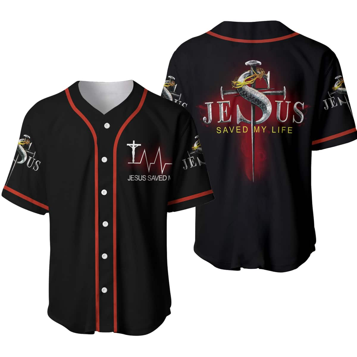 Jesus Saved My Life Baseball Jersey Christian Religious Gift For Believers