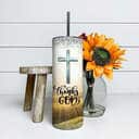 Thanks God Cross Jesus Awesome Religious Skinny Tumbler For Christians