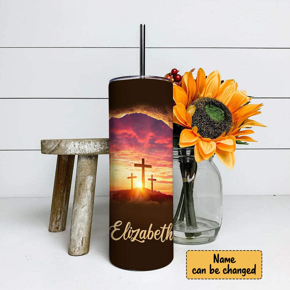 Personalized Christian Skinny Tumbler Because He Lives I Can Face Tomorrow Personalized Christian Skinny Tumbler Because He Lives I Can Face Tomorrow