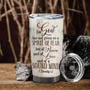 Personalized Christian Tumbler Faith And Cross For God Has Not Given Us A Spirit Of Fear Bible Verse 2 Timothy 1:7