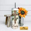 Personalized Religious Skinny Tumbler For God Has Not Given Christian Cross Bible Verse Gift