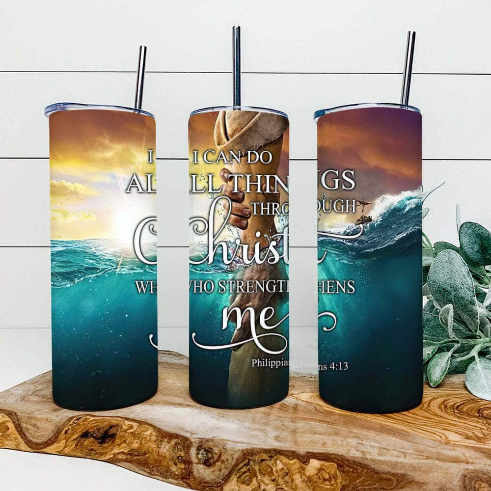I Can Do All Things Through Christ Bible Verse Religious Skinny Tumbler For Believers I Can Do All Things Through Christ Bible Verse Religious Skinny Tumbler For Believers