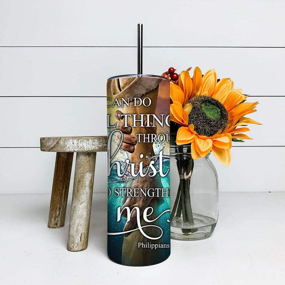 I Can Do All Things Through Christ Bible Verse Religious Skinny Tumbler For Believers I Can Do All Things Through Christ Bible Verse Religious Skinny Tumbler For Believers