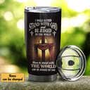 Personalized Christian Tumbler Lion Knight I Would Rather Stand With God