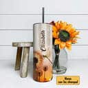Personalized Christian Religious Skinny Tumbler In The Morning Dragonfly And Dandelion Give Me Jesus