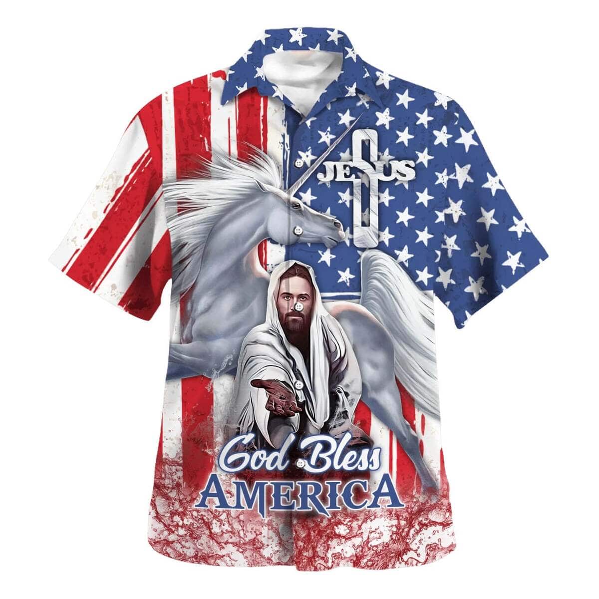 4th Of July Jesus Horse God Bless America Christian Hawaiian Shirt 4th Of July Jesus Horse God Bless America Christian Hawaiian Shirt