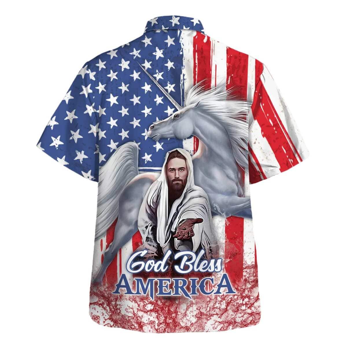 4th Of July Jesus Horse God Bless America Christian Hawaiian Shirt