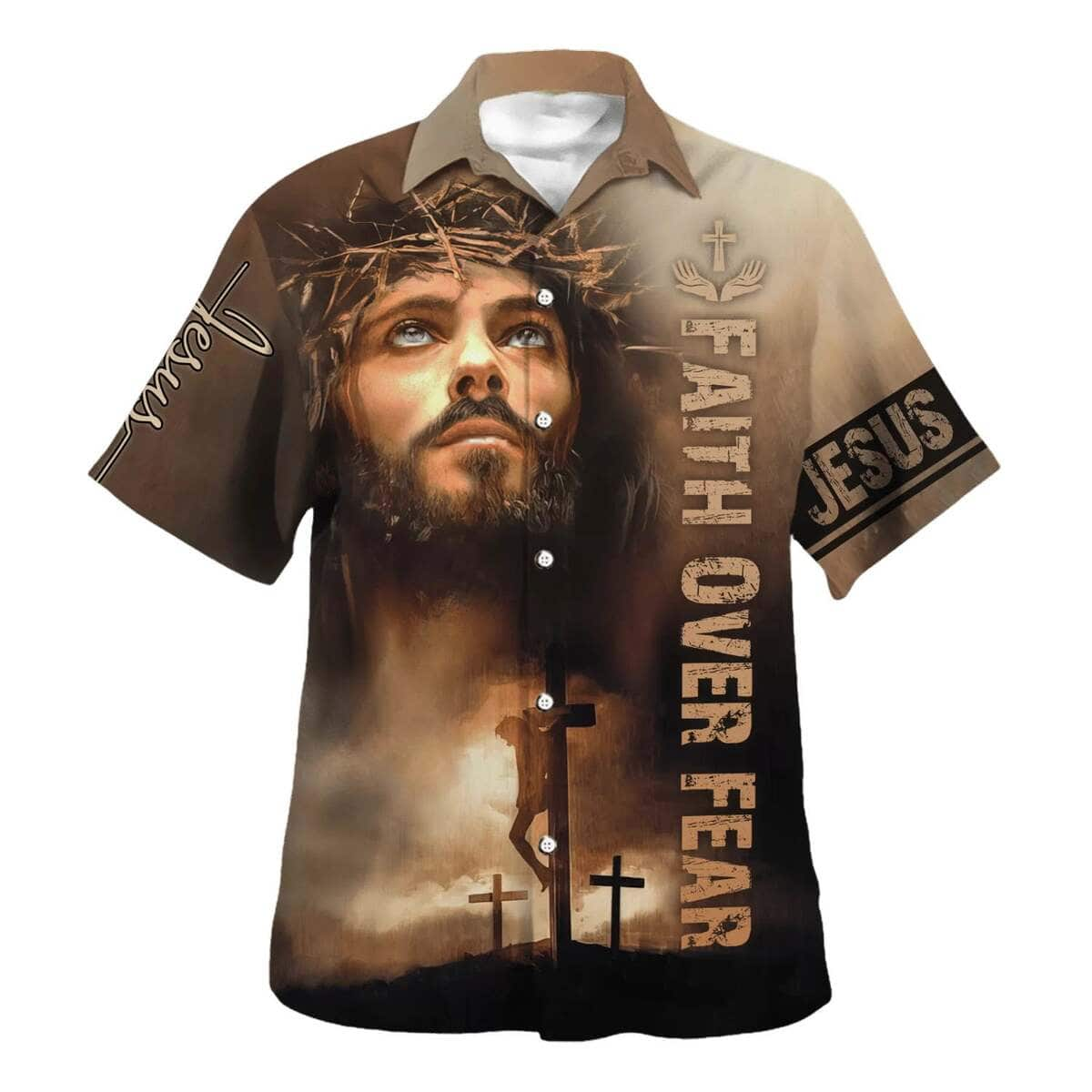 Bible Verse Jesus Cross Faith Over Fears Christian Hawaiian Shirt