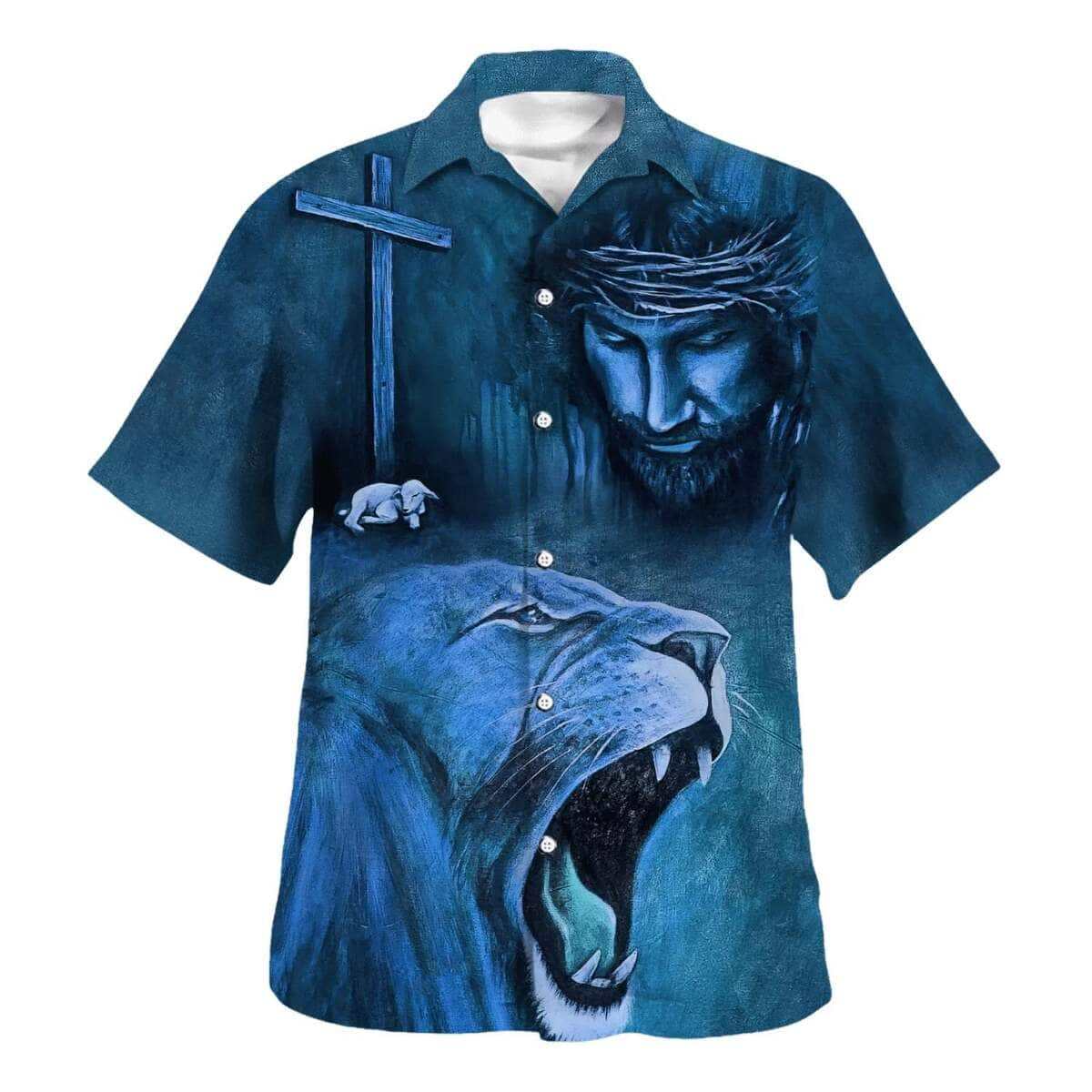 God Christian Jesus Lion Lamb Religious Hawaiian Shirt For Believer