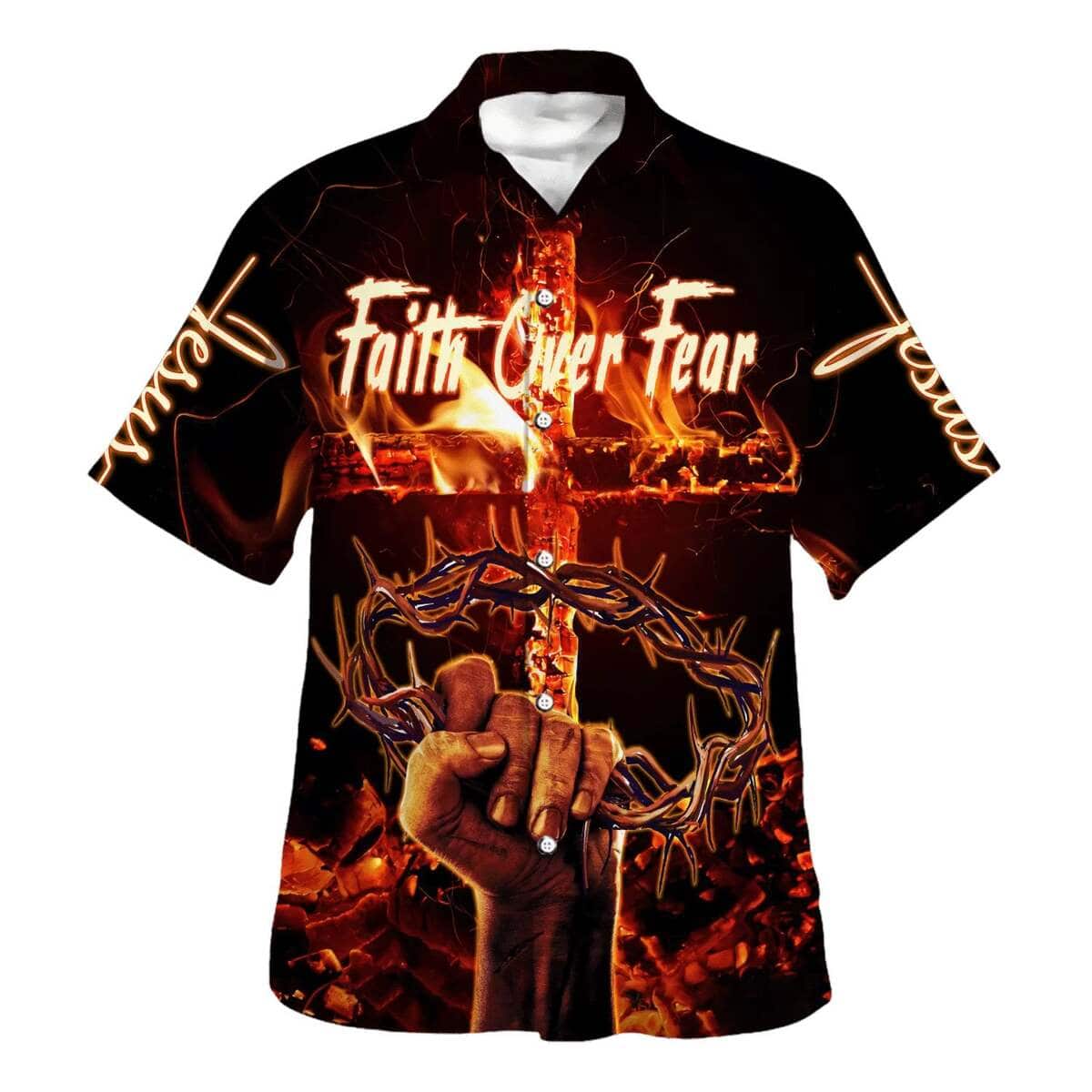 Faith Over Fear Christian Hawaiian Shirt Bible Verse Religious Gift Faith Over Fear Christian Hawaiian Shirt Bible Verse Religious Gift