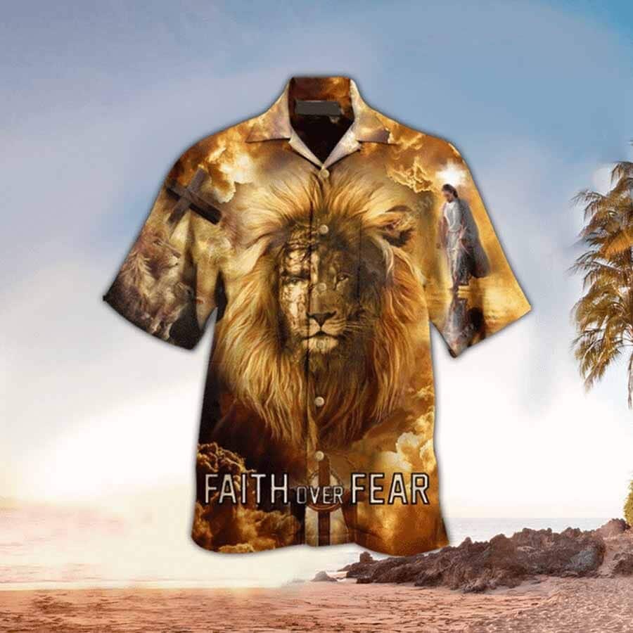 Bible Verse Faith Over Fear Lion Jesus Faith Hawaiian Shirt For Friend Bible Verse Faith Over Fear Lion Jesus Faith Hawaiian Shirt For Friend