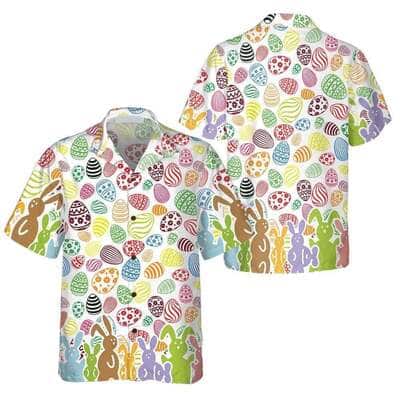 Rabbits And Easter Eggs Seamless Pattern Christian Easter Day Hawaiian Shirt