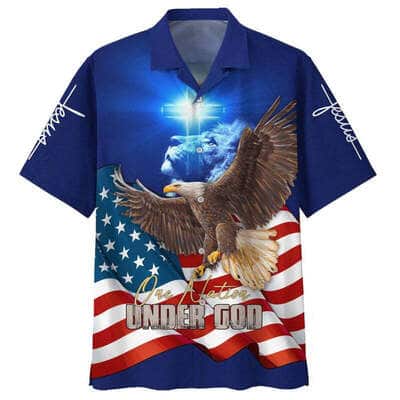 Eagle American One Nation Under God 4th Of July Best Christian Hawaiian Shirt