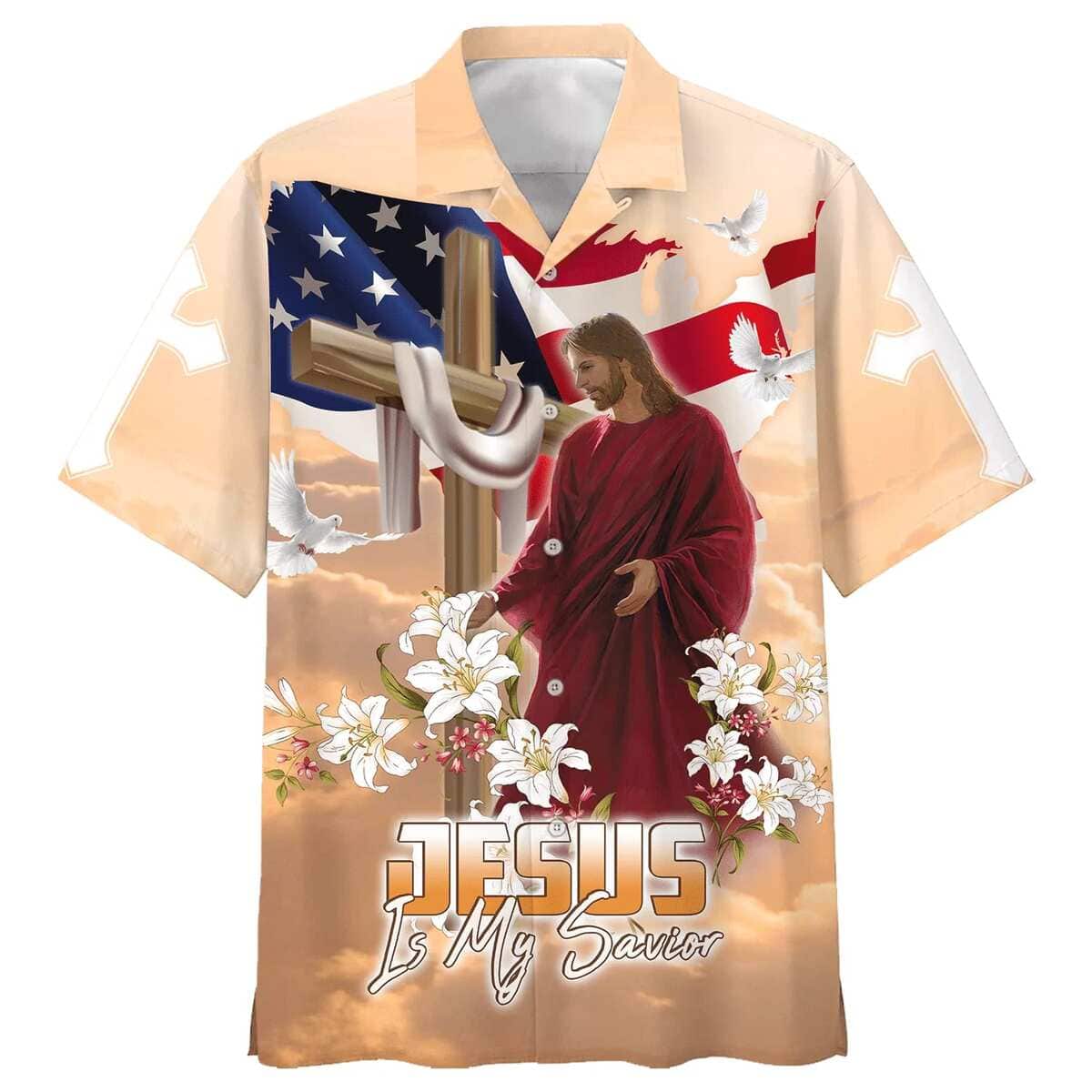 Cross With Lilies Jesus Is My Savior Best Christian Hawaiian Shirt Cross With Lilies Jesus Is My Savior Best Christian Hawaiian Shirt