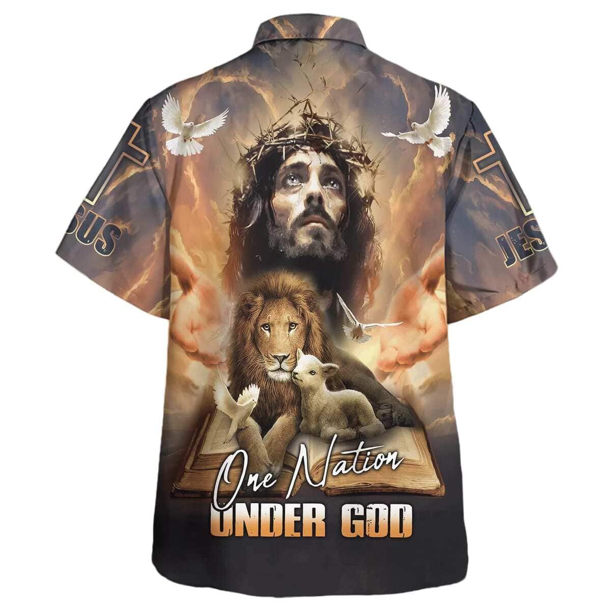 One Nation Under God Jesus Lion Cross 4th Of July Christian Religious Hawaiian Shirt One Nation Under God Jesus Lion Cross 4th Of July Christian Religious Hawaiian Shirt