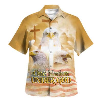 One Nation Under God Jesus Eagle 4th Of July Christian Religious Hawaiian Shirt