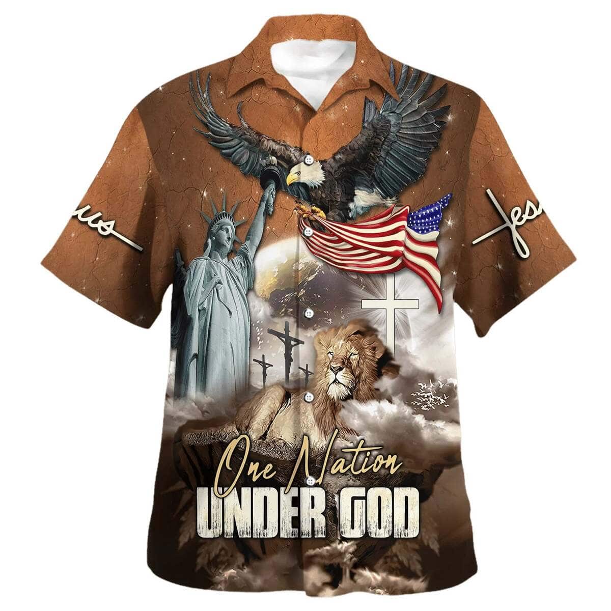 One Nation Under God 4th Of July Jesus Lion Christian Religious Hawaiian Shirt One Nation Under God 4th Of July Jesus Lion Christian Religious Hawaiian Shirt