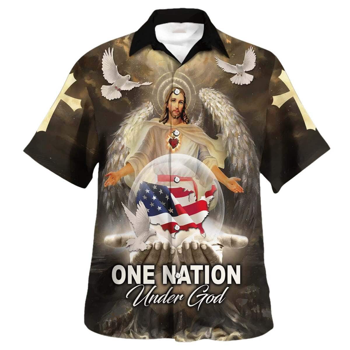 One Nation Under God Jesus American Eagle Independence Day Christian Religious Hawaiian Shirt One Nation Under God Jesus American Eagle Independence Day Christian Religious Hawaiian Shirt
