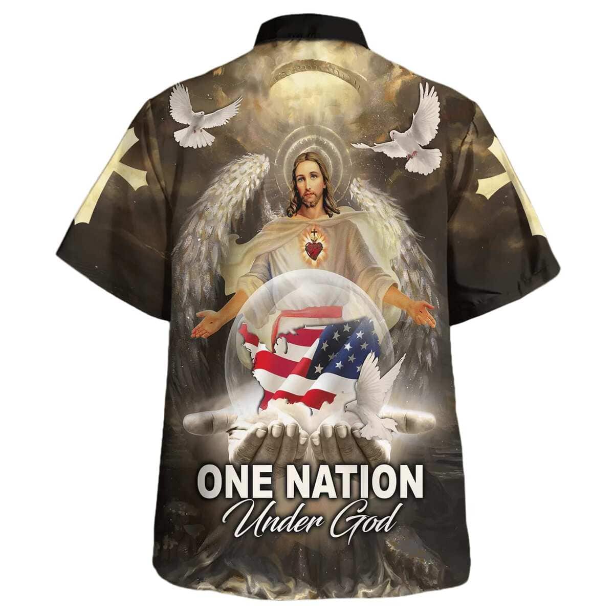 One Nation Under God Jesus American Eagle Independence Day Christian Religious Hawaiian Shirt