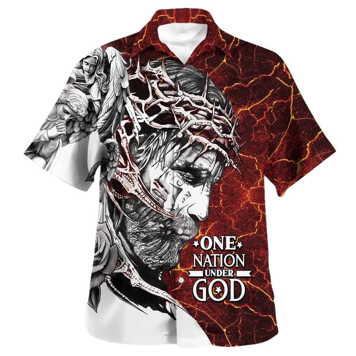 One Nation Under God Jesus Christ Independence Day Christian Religious Hawaiian Shirt One Nation Under God Jesus Christ Independence Day Christian Religious Hawaiian Shirt