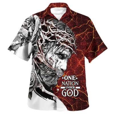 One Nation Under God Jesus Christ Independence Day Christian Religious Hawaiian Shirt