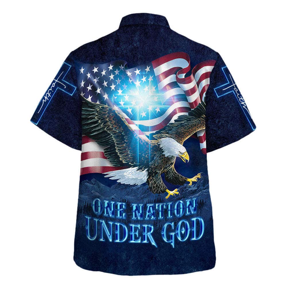 One Nation Under God Eagle Independence Day Christian Religious Hawaiian Shirt