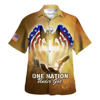 One Nation Under God American Independence Day Christian Religious Hawaiian Shirt