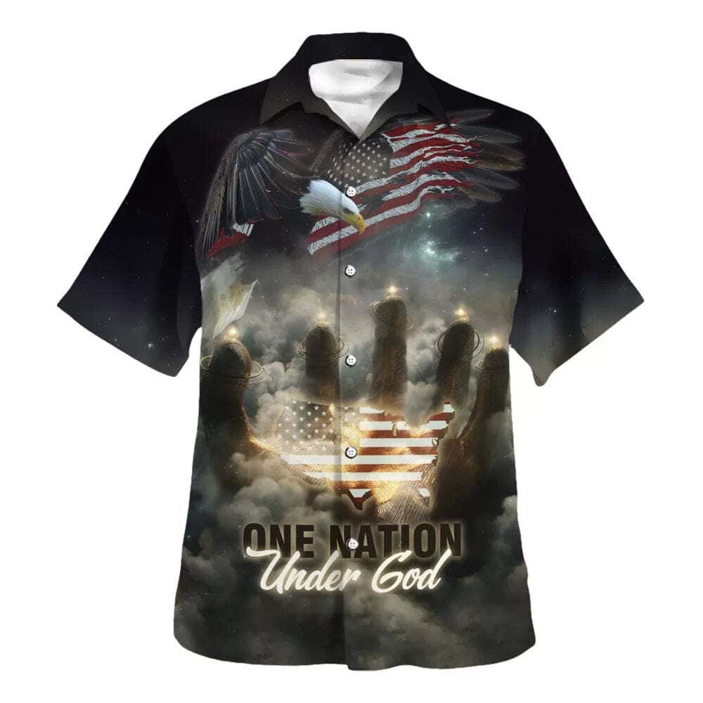 One Nation Under God American Flag With Jesus Cross For Freedom Day 4th Of July Christian Religious Hawaiian Shirt One Nation Under God American Flag With Jesus Cross For Freedom Day 4th Of July Christian Religious Hawaiian Shirt