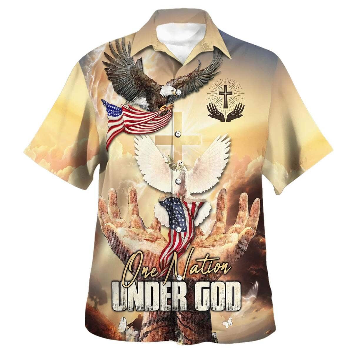 4th Of July One Nation Under God American Eagle Christian Religious Hawaiian Shirt 4th Of July One Nation Under God American Eagle Christian Religious Hawaiian Shirt