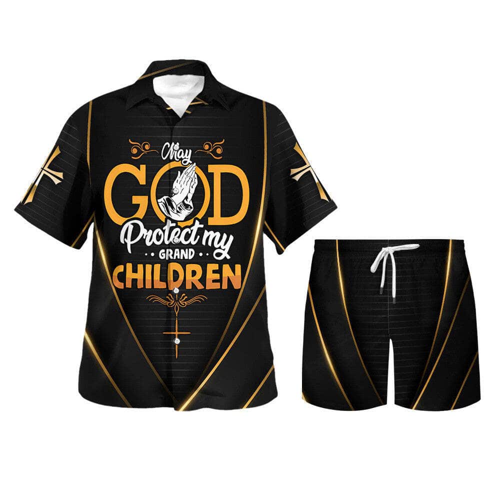 May God Protect My Grand Children Christian Religious Hawaiian Shirt