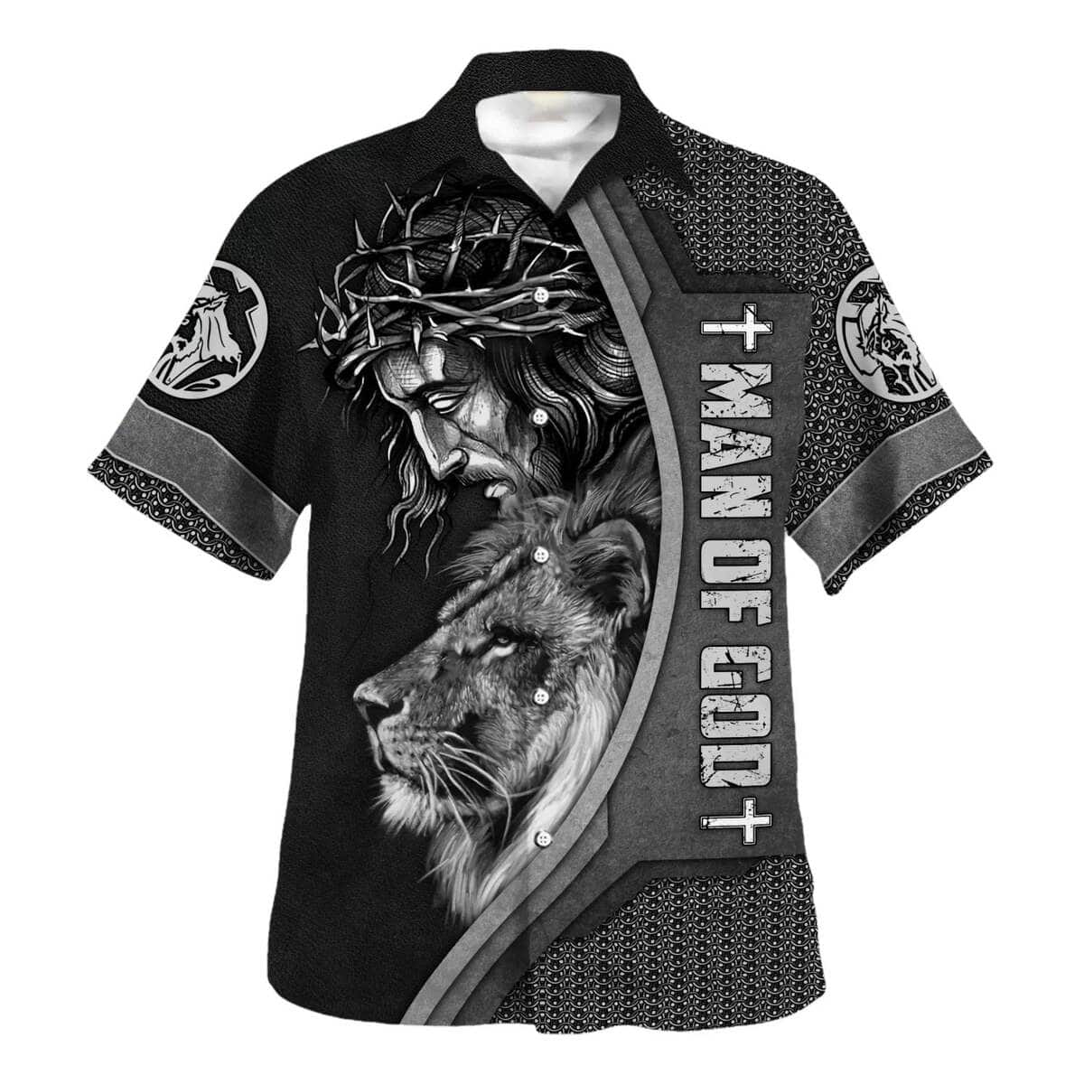 Man Of God Jesus Lion Cross Christian Religious Hawaiian Shirt Man Of God Jesus Lion Cross Christian Religious Hawaiian Shirt