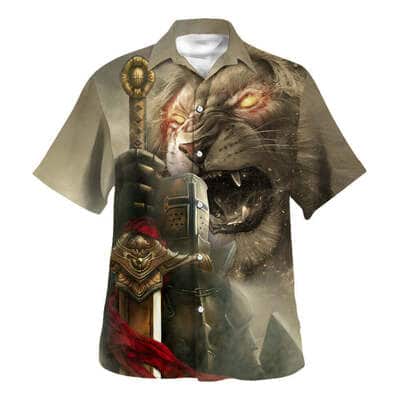 Lion Knight Of The Temple Christian Religious Armor Of God Hawaiian Shirt