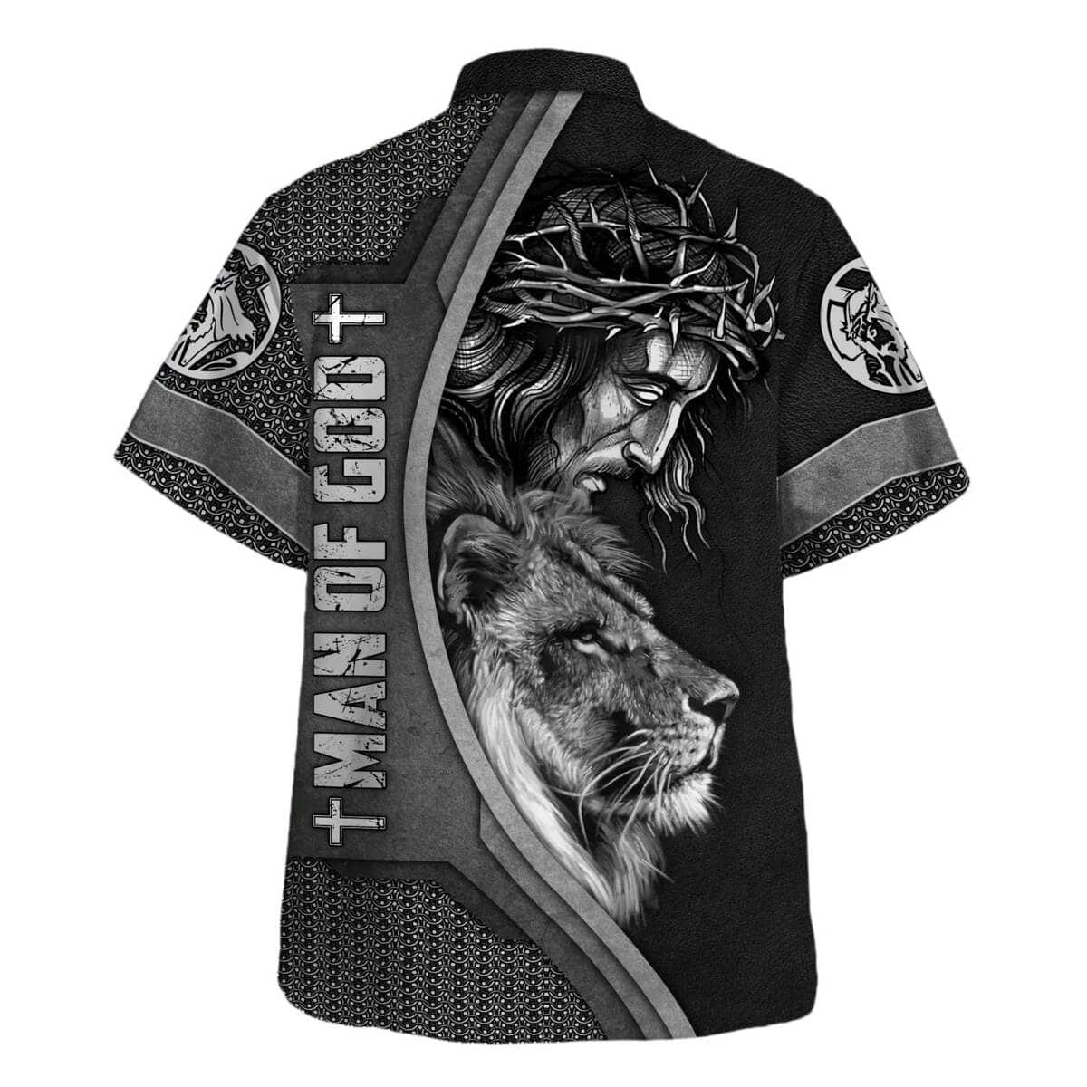 Man Of God Jesus Lion Cross Christian Religious Hawaiian Shirt