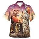 Jesus Saved My Life With The Lamb And Lion Christian Religious Hawaiian Shirt Jesus Saved My Life With The Lamb And Lion Christian Religious Hawaiian Shirt