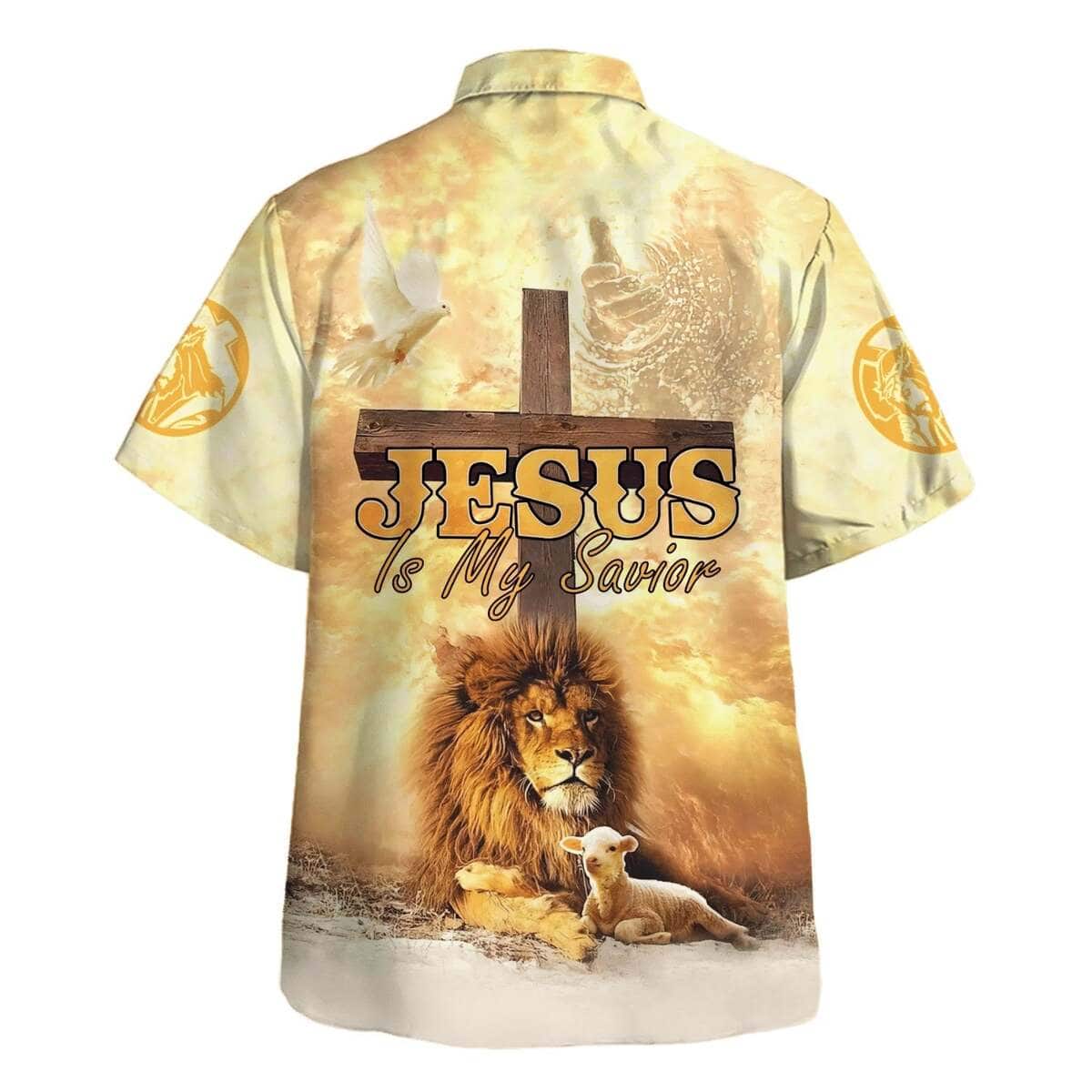 Lion Jesus Is My Savior Cross Christian Religious Hawaiian Shirt