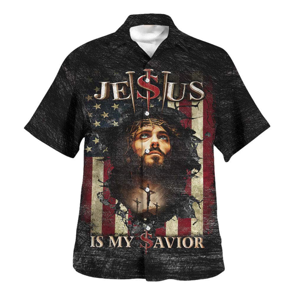 Jesus Is My Savior US American Flag Christian Religious Hawaiian Shirt Jesus Is My Savior US American Flag Christian Religious Hawaiian Shirt