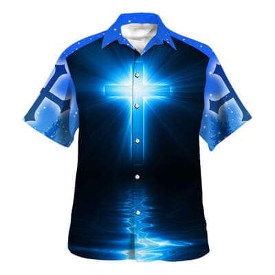 Christian Cross Blue Galaxy Christian Faith Religious Hawaiian Shirt