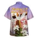 Jesus Cross Easter Day Gift Lilies Flowers Christian Religious Hawaiian Shirt
