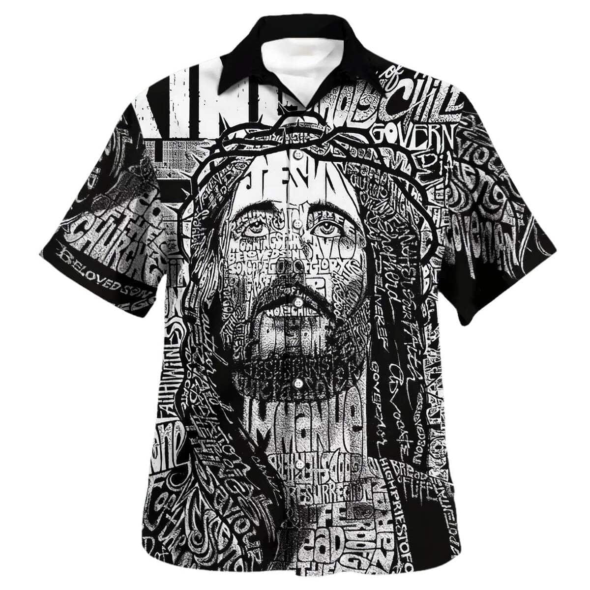 Jesus Christ Portrait Bible Quote Christian Religious Hawaiian Shirt Jesus Christ Portrait Bible Quote Christian Religious Hawaiian Shirt