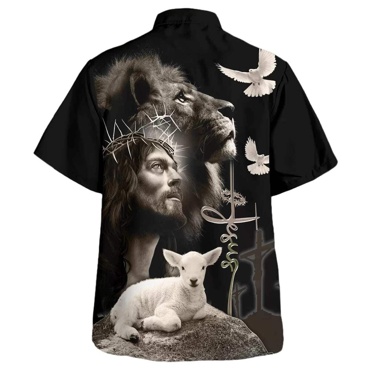 Jesus And Lion And Sheep Christian Religious Hawaiian Shirt Jesus And Lion And Sheep Christian Religious Hawaiian Shirt