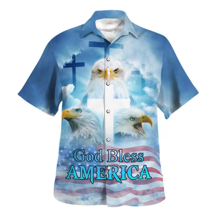 God Bless American White Head Eagle Christian Religious Hawaiian Shirt 4th Of July Gift God Bless American White Head Eagle Christian Religious Hawaiian Shirt 4th Of July Gift