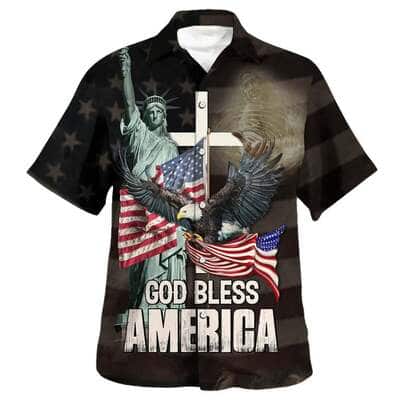 God Bless American Jesus Eagle Christian Religious Hawaiian Shirt 4th Of July Gift