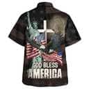 God Bless American Jesus Eagle Christian Religious Hawaiian Shirt 4th Of July Gift