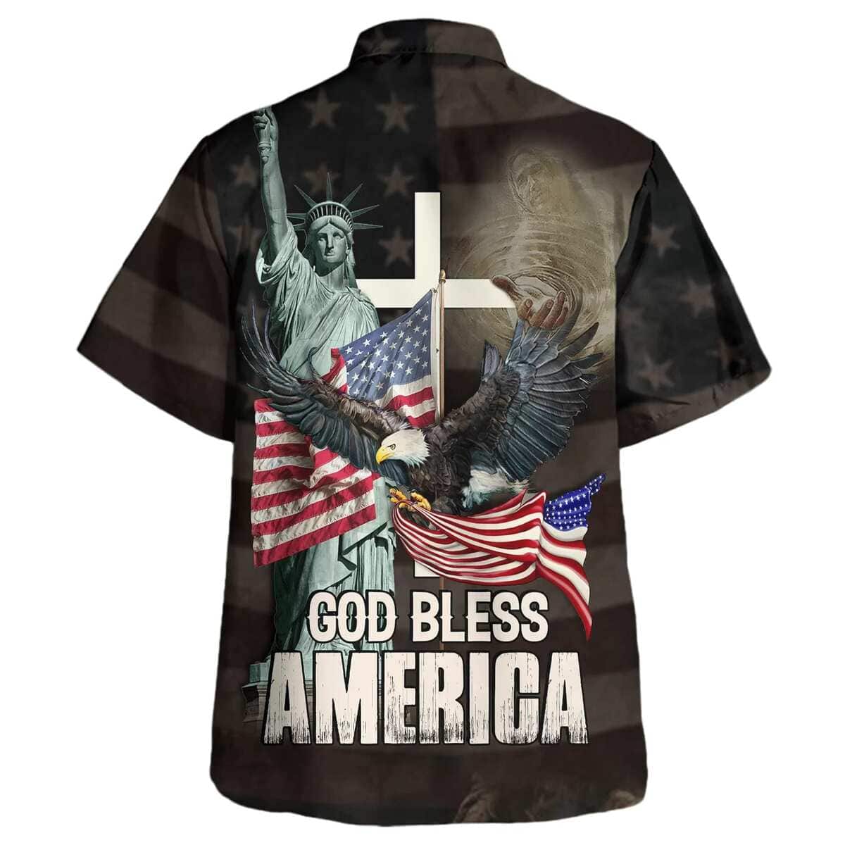 God Bless American Jesus Eagle Christian Religious Hawaiian Shirt 4th Of July Gift