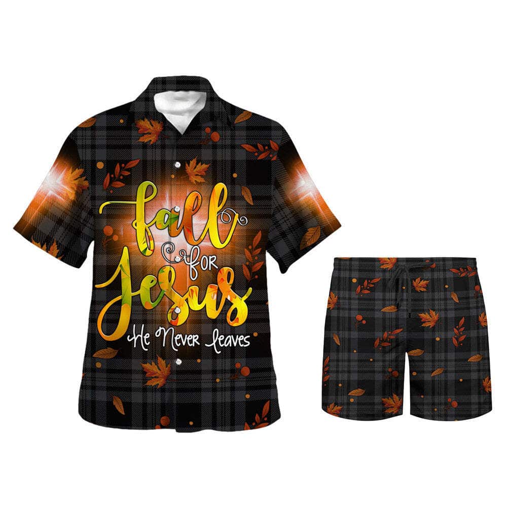 Fall For Jesus He Never Leaves Christian Religious Thanksgiving Halloween Hawaiian Shirt