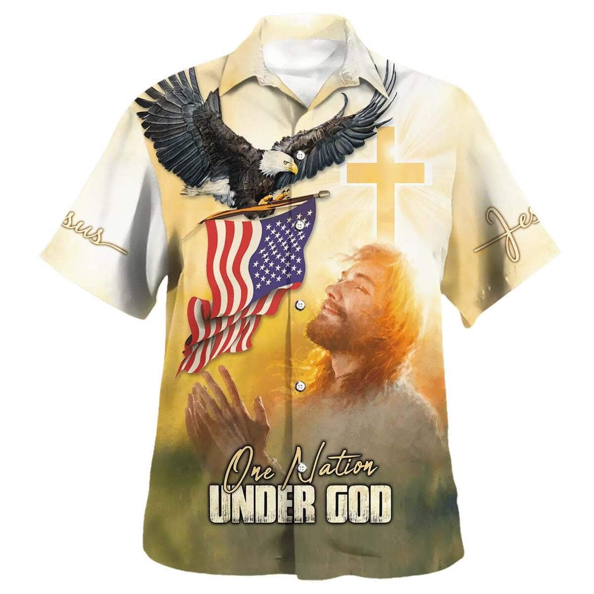 4th Of July Eagle Jesus America One Nation Under God Christian Religious Hawaiian Shirt 4th Of July Eagle Jesus America One Nation Under God Christian Religious Hawaiian Shirt