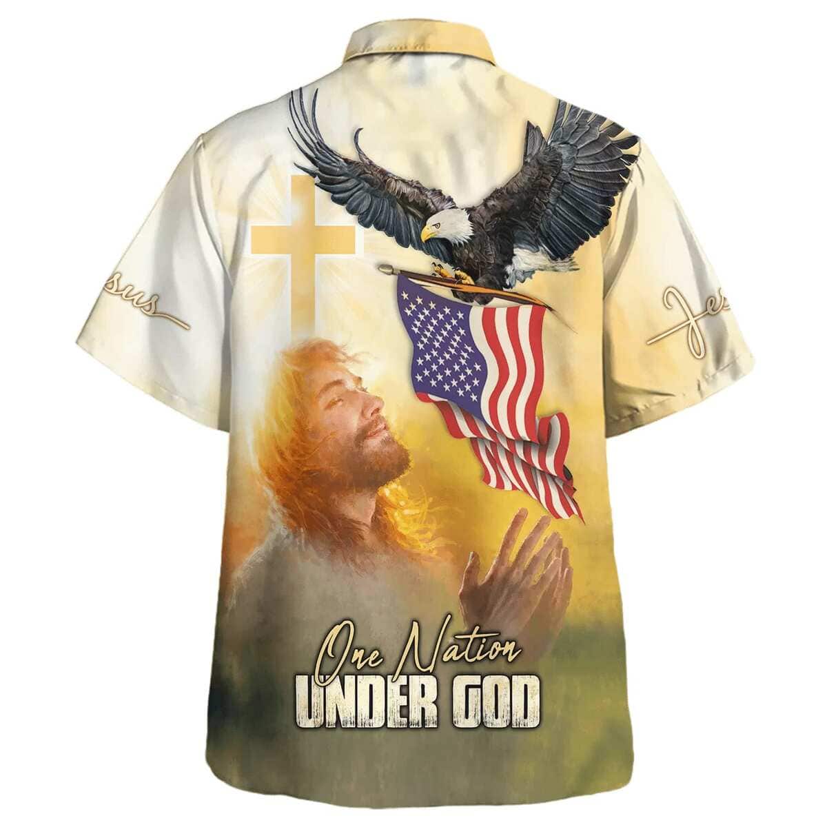 4th Of July Eagle Jesus America One Nation Under God Christian Religious Hawaiian Shirt